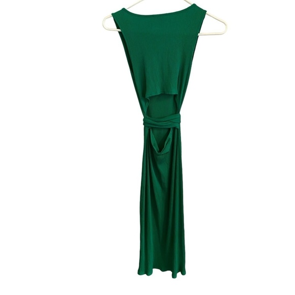 sugar lips green ribbed jersey knit cut out  midi dress body con st patty’s day - Picture 5 of 9